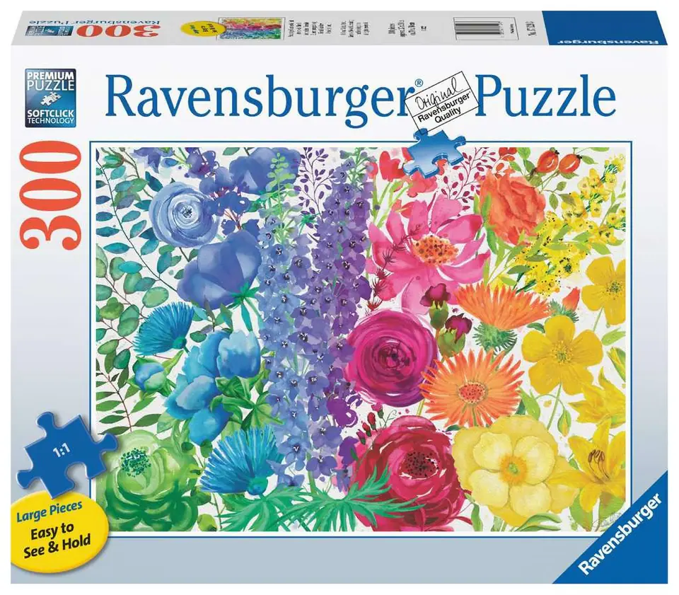 ⁨Puzzle 2D Large format: Flowers rainbow 300 elements⁩ at Wasserman.eu