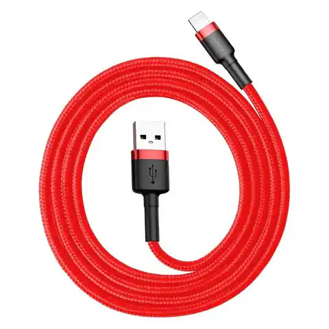⁨Kabel Lightning USB Baseus Cafule 2,4A 0.5m (czerwony)⁩ w sklepie Wasserman.eu