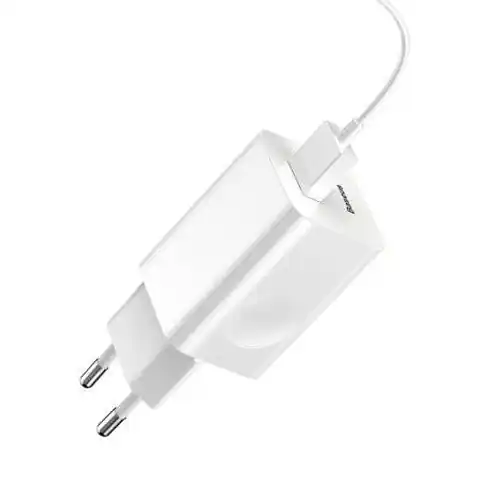 ⁨Ładowarka sieciowa Baseus Charging Quick Charger, USB, QC 3.0, 24W (biała)⁩ w sklepie Wasserman.eu