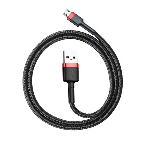 ⁨Kabel Baseus cafule CAMKLF-C91 (USB M - Micro USB M; 2m; kolor czarno-czerwony)⁩ w sklepie Wasserman.eu