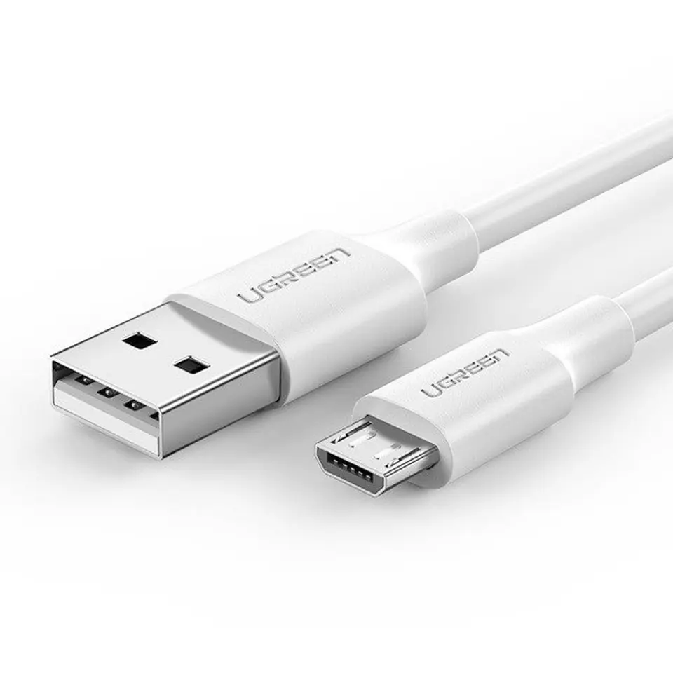 ⁨Kabel USB do Micro USB UGREEN	US289 QC 3.0 2.4A 0.50m (biały)⁩ w sklepie Wasserman.eu