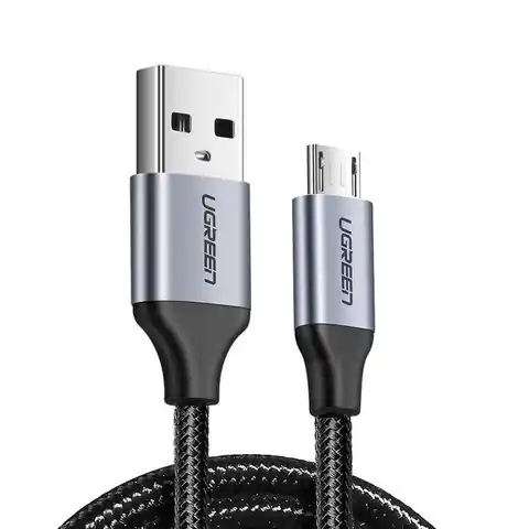 ⁨Kabel USB do Micro USB UGREEN  US290 QC 3.0 2.4A 1.5m (czarny)⁩ w sklepie Wasserman.eu