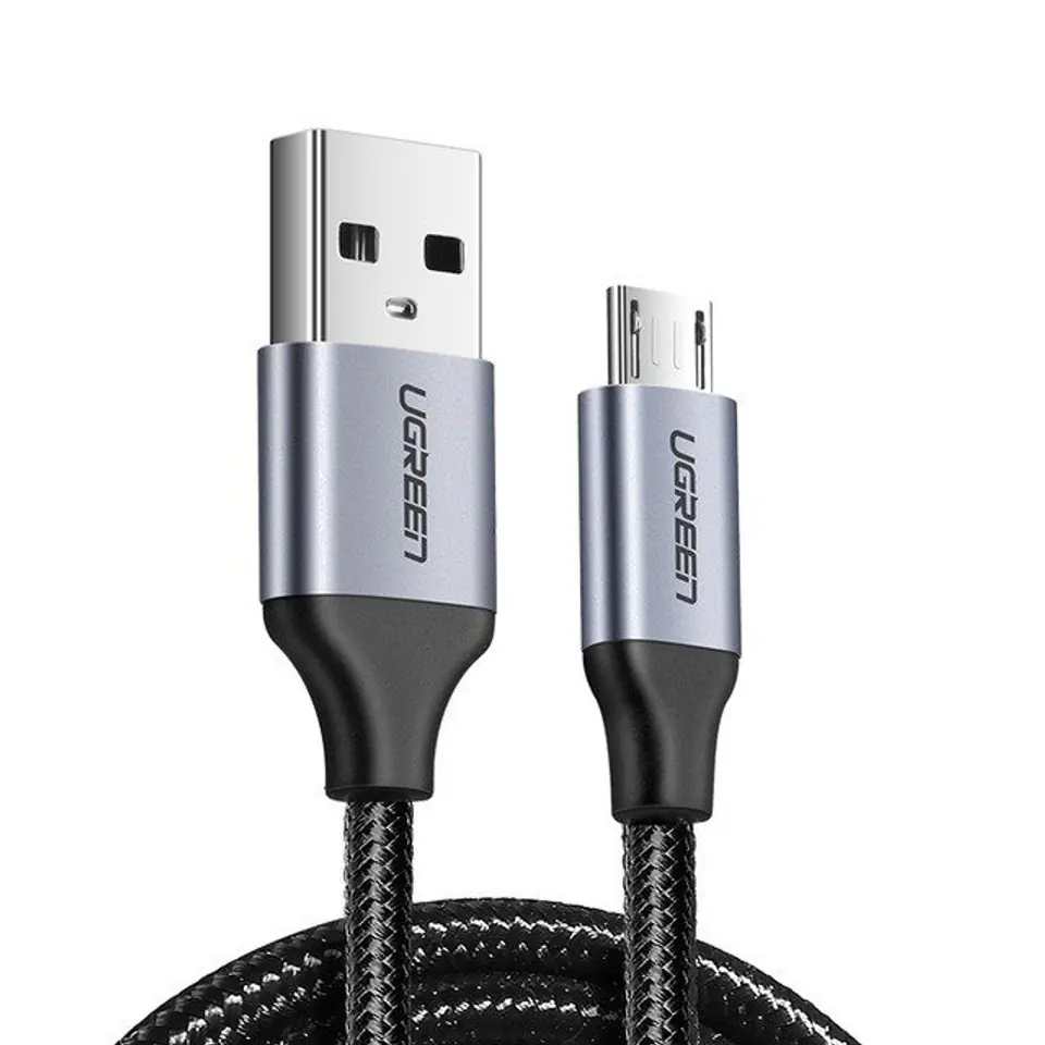 ⁨Kabel USB do Micro USB UGREEN US290 QC 3.0 2.4A 0.25m (czarny)⁩ w sklepie Wasserman.eu