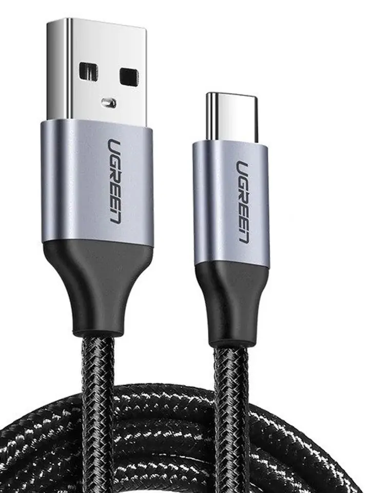 ⁨USB to USB-C Cable QC3.0 UGREEN 0.5m with Aluminum Plug (Black)⁩ at Wasserman.eu