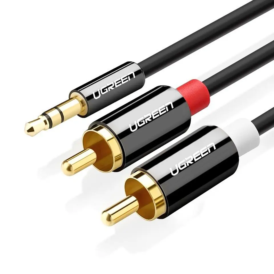 ⁨UGREEN AV116 Przewód 3,5mm Jack do 2RCA (Cinch) 5m (czarny)⁩ w sklepie Wasserman.eu