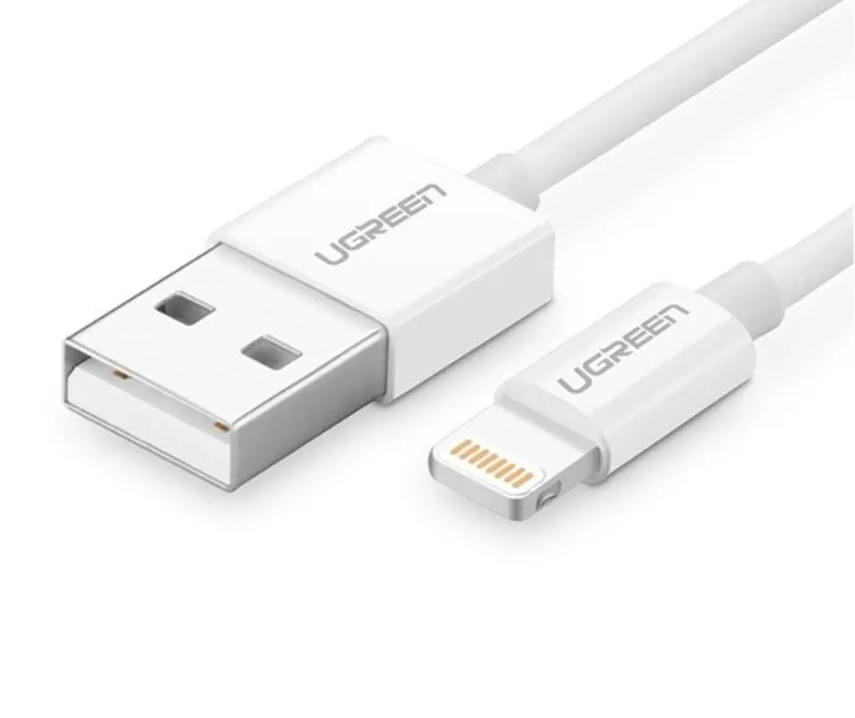 ⁨Nickel-plated Lightning UGREEN MFi 2m cable (white)⁩ at Wasserman.eu