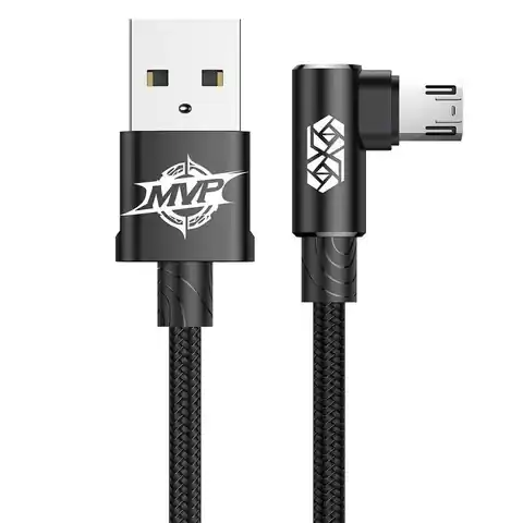 ⁨USB to Micro USB cable right angle Baseus MVP Elbow 1.5A 2m (black)⁩ at Wasserman.eu
