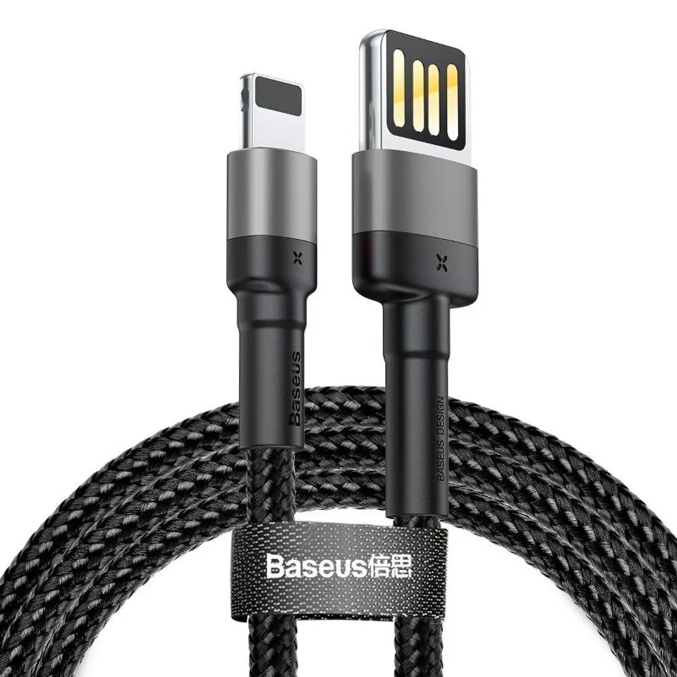 ⁨Baseus Cafule 2.4A 1m Lightning USB Cable (Grey & Black)⁩ at Wasserman.eu