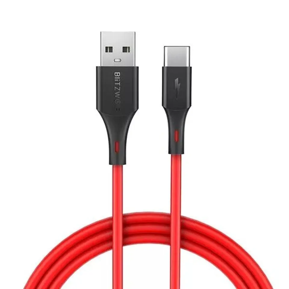 ⁨Kabel USB do USB-C BlitzWolf BW-TC15 3A 1.8m (czerwony)⁩ w sklepie Wasserman.eu