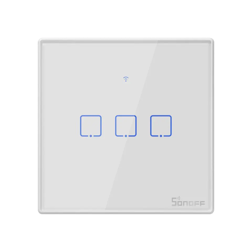 ⁨WiFi + RF Touch Light Switch 433 Sonoff T2 EU TX (3-channel)⁩ at Wasserman.eu