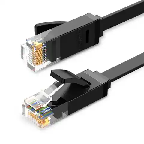 ⁨Płaski kabel sieciowy UGREEN Ethernet RJ45, Cat.6, UTP, 12m (czarny)⁩ w sklepie Wasserman.eu