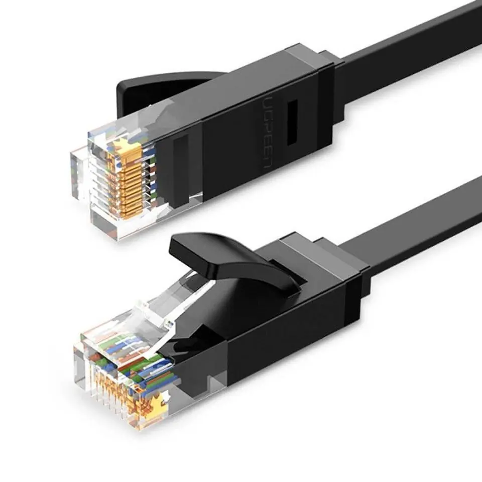 ⁨Płaski kabel sieciowy UGREEN Ethernet RJ45, Cat.6, UTP, 12m (czarny)⁩ w sklepie Wasserman.eu