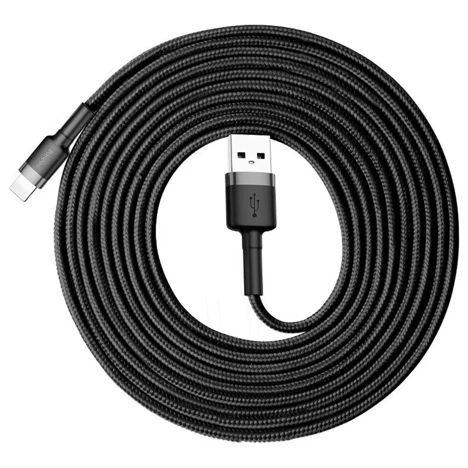 ⁨Baseus Cafule 2A 3m Lightning USB Cable (Grey-Black)⁩ at Wasserman.eu