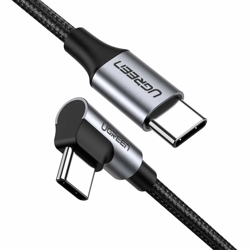 ⁨Kabel USB-C do USB-C, kątowy UGREEN US255,3A, 60W, 2m (czarny)⁩ w sklepie Wasserman.eu