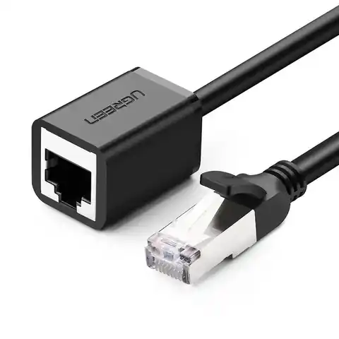 ⁨Kabel sieciowy UGREEN przedłużacz Ethernet RJ45, Cat. 6, FTP, z metalową wtyczną 0.5m (czarny)⁩ w sklepie Wasserman.eu