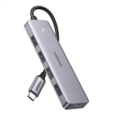 ⁨Adapter 4w1 UGREEN Hub USB-C do 4x USB 3.0 + USB-C (szary)⁩ w sklepie Wasserman.eu