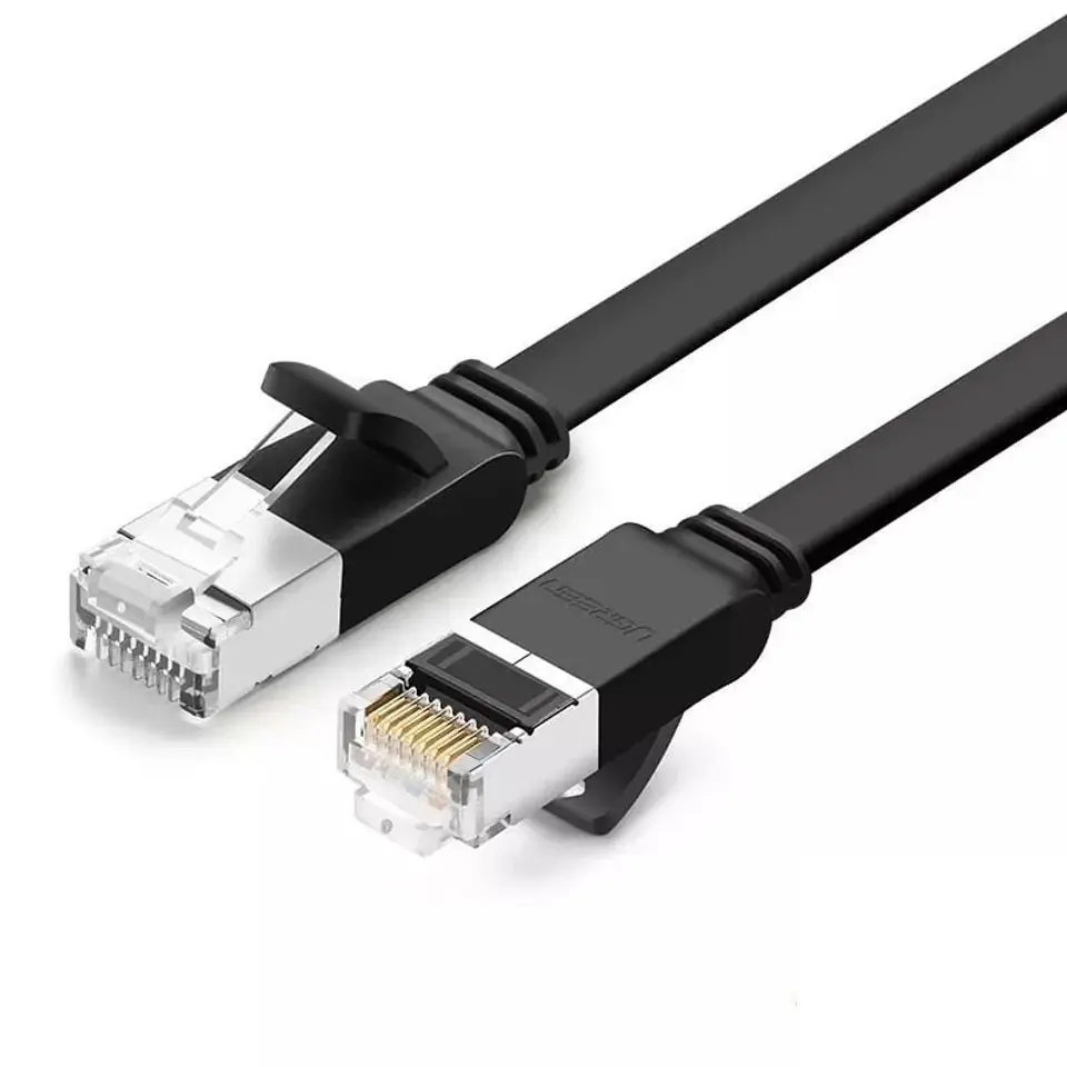 ⁨Płaski kabel sieciowy UGREEN z metalowymi wtyczkami, Ethernet RJ45, Cat.6, UTP, 2m (czarny)⁩ w sklepie Wasserman.eu