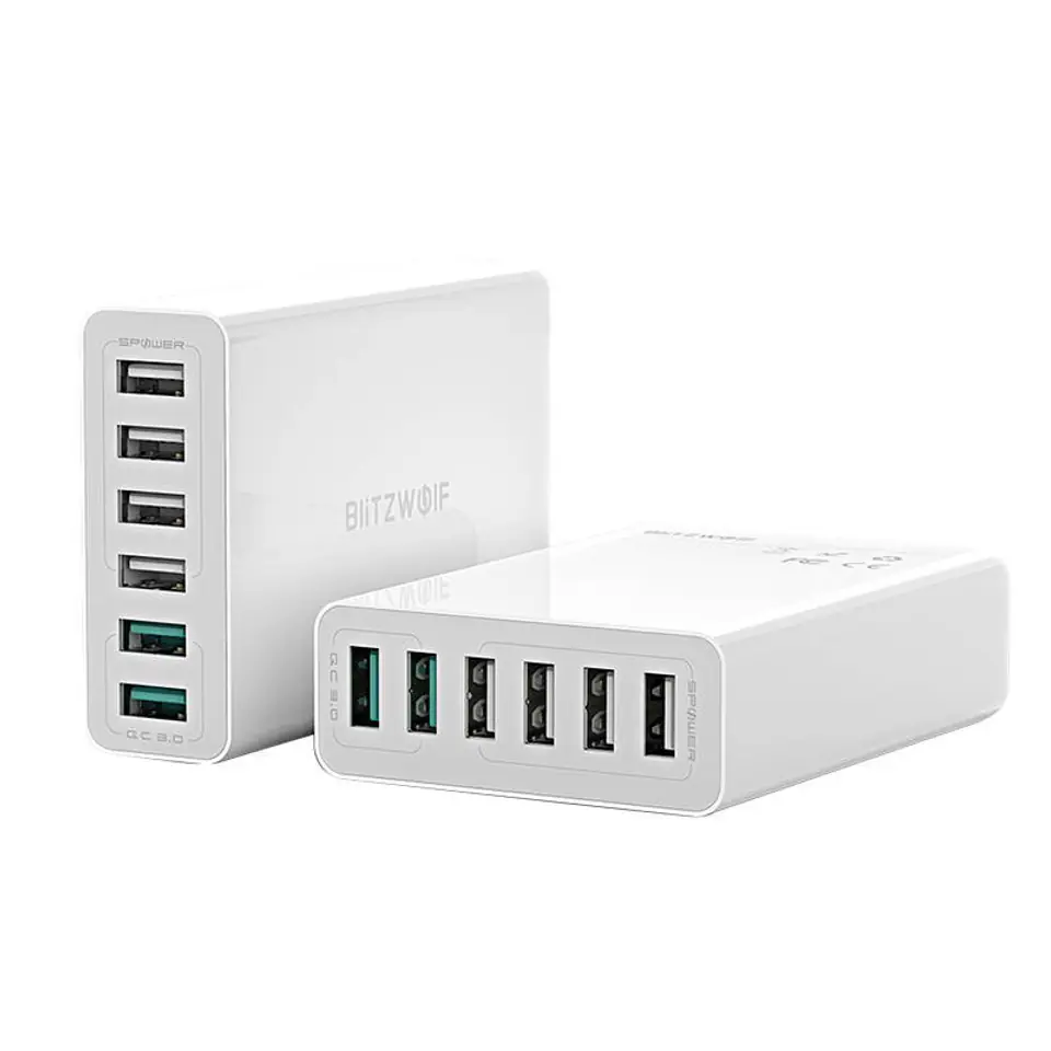 ⁨6x USB charger Blitzwolf BW-S15, QC 3.0, 60W (white)⁩ at Wasserman.eu