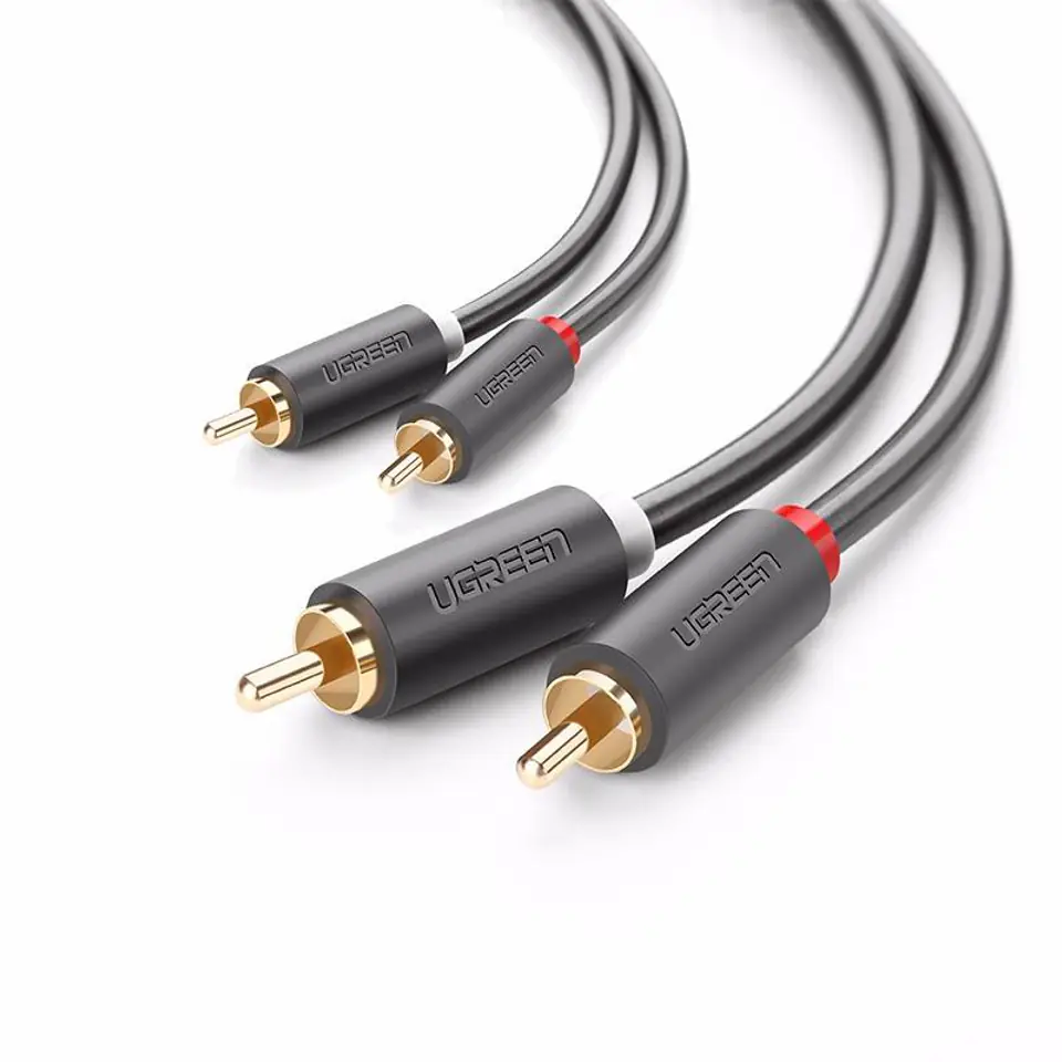 ⁨Cable 2x RCA (Cinch) to 2x RCA (Cinch) UGREEN AV104 1m (black)⁩ at Wasserman.eu