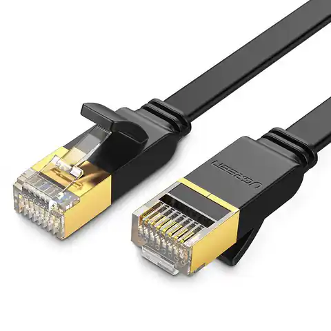 ⁨UGREEN NW106 RJ45 Flat Ethernet Cable, Cat.7, STP, 10m (Black)⁩ at Wasserman.eu
