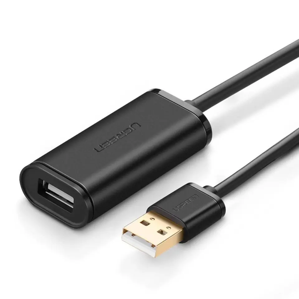 ⁨USB 2.0 Extension Cable UGREEN US121, active, 10m (black)⁩ at Wasserman.eu