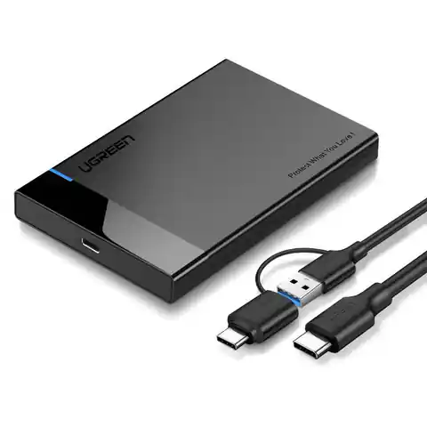 ⁨Obudowa zewnętrzna dysku HDD/SSD 2,5" UGREEN US221, SATA, USB 3.0 + USB-C do USB-C 3.1 (czarna)⁩ w sklepie Wasserman.eu