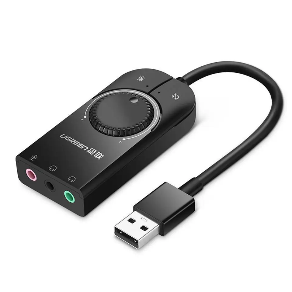 ⁨Zewnętrzna karta dźwiękowa USB UGREEN 15cm (czarny)⁩ w sklepie Wasserman.eu