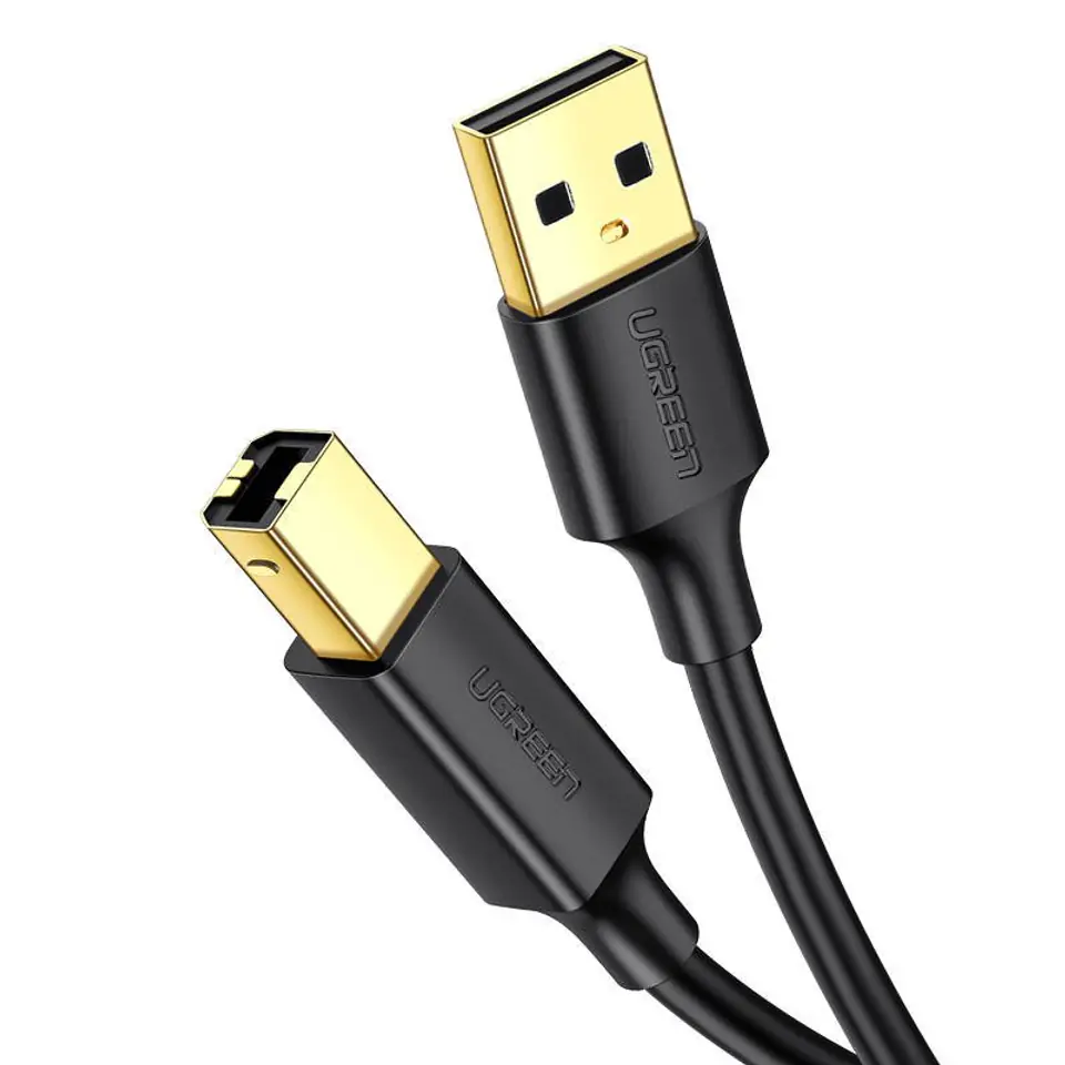 ⁨Kabel USB 2.0 A-B UGREEN US135 do drukarki, pozłacany, 5m (czarny)⁩ w sklepie Wasserman.eu