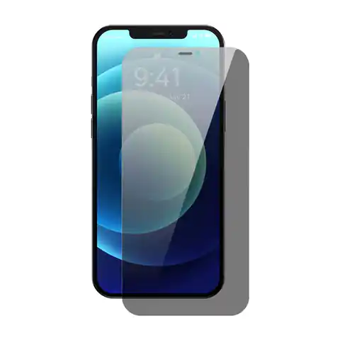 ⁨Baseus 2x Tempered Glass for iPhone 12 Pro Max Privacy Anti Spy (Privatizing) with Speaker Cover + Positioner (SGBL061002) (case friendly)⁩ at Wasserman.eu