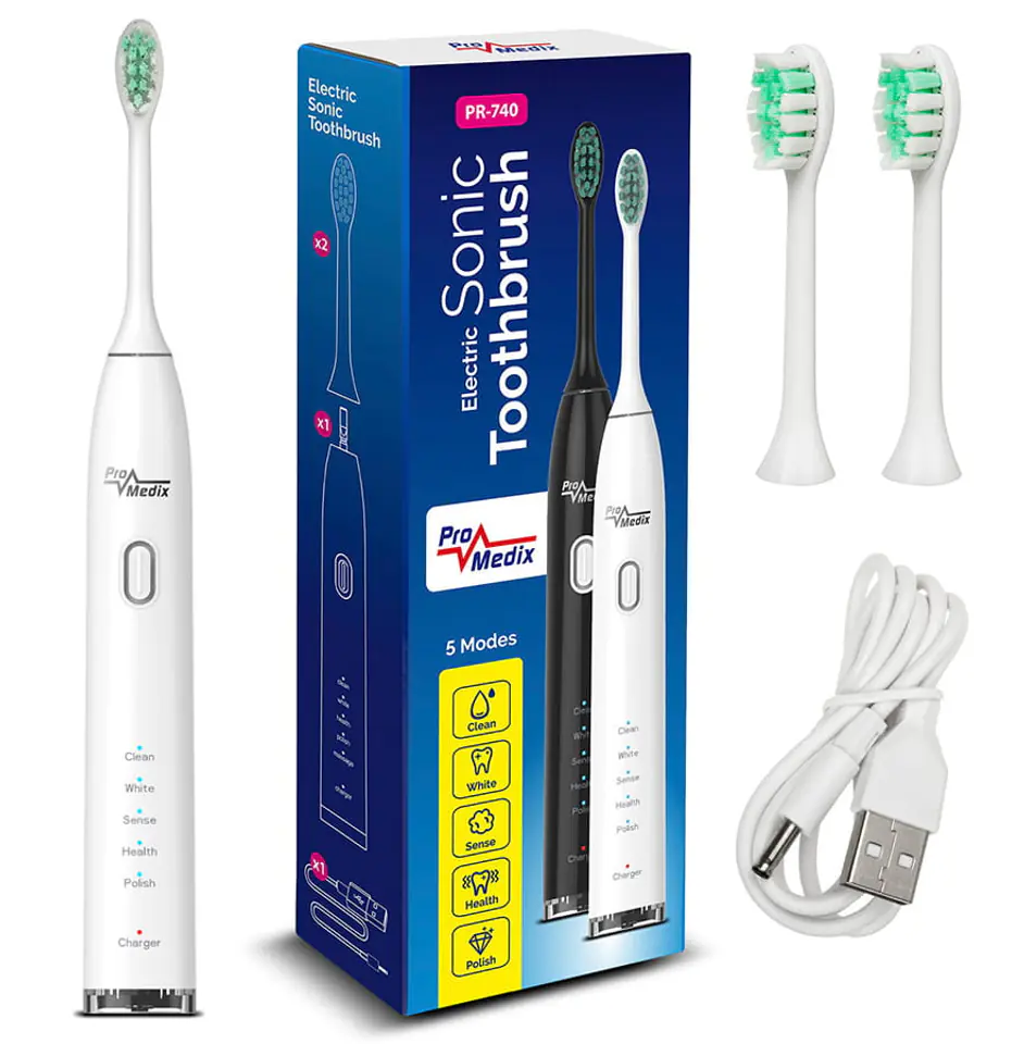 ⁨Sonic toothbrush Promedix PR-740 (In white)⁩ at Wasserman.eu