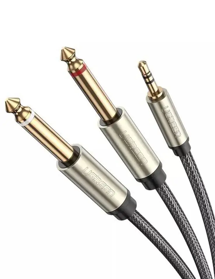 ⁨UGREEN AV126 Cable TRS 3.5 mm to 2x TS - 1m (grey)⁩ at Wasserman.eu