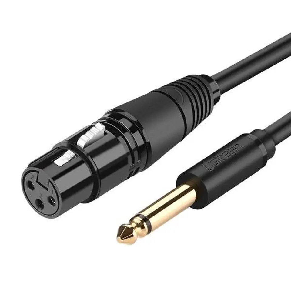 ⁨UGREEN AV131 XLR cable female to jack 6.35 male - 2m (black)⁩ at Wasserman.eu