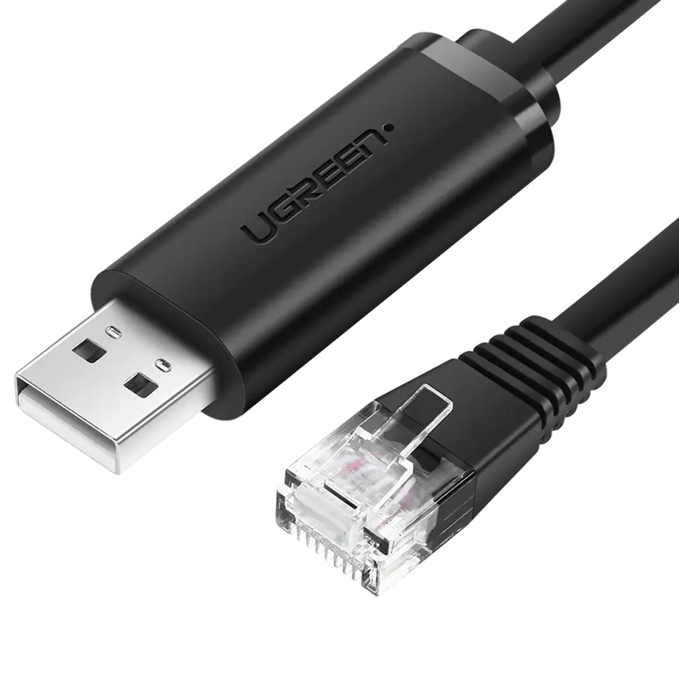 ⁨Kabel Konsolowy UGREEN CM204, USB - RJ45 Do Urządzeń Sieciowych, 1.5m (czarny)⁩ w sklepie Wasserman.eu