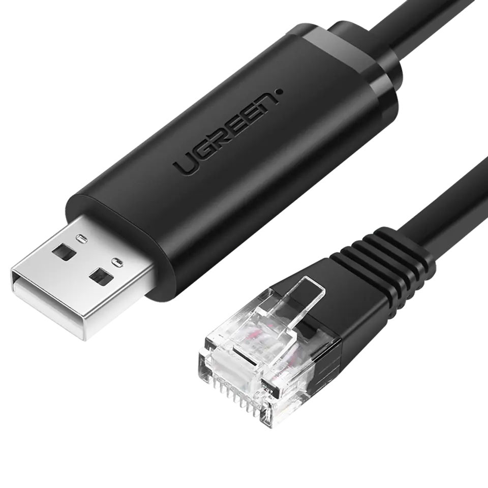 ⁨UGREEN CM204 Console Cable, USB to RJ45, 1.5m (Black)⁩ at Wasserman.eu