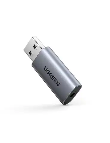 ⁨Adapter Audio UGREEN CM383, USB do mini jack 3,5mm, AUX (szary)⁩ w sklepie Wasserman.eu