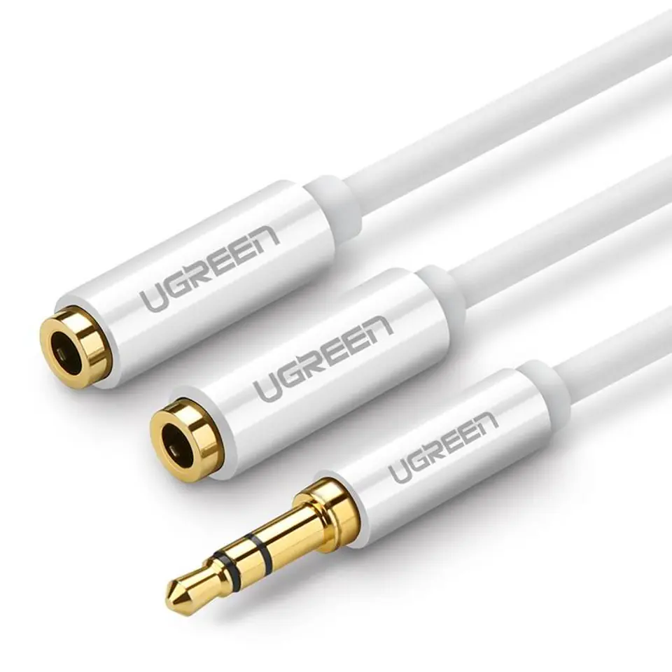 ⁨Audio splitter AUX jack cable 3.5 mm UGREEN AV123, 25cm (white)⁩ at Wasserman.eu