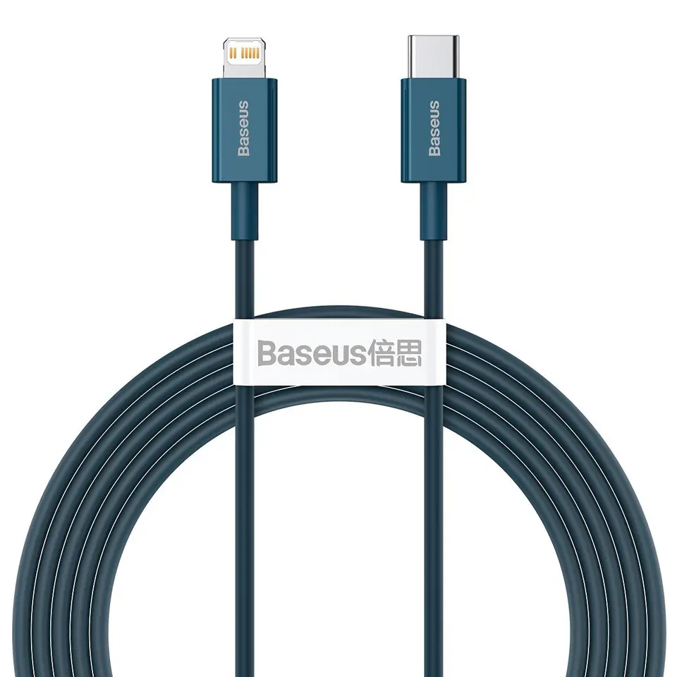 ⁨Kabel USB-C do Lightning Baseus Superior Series, 20W, PD, 2m (niebieski)⁩ w sklepie Wasserman.eu