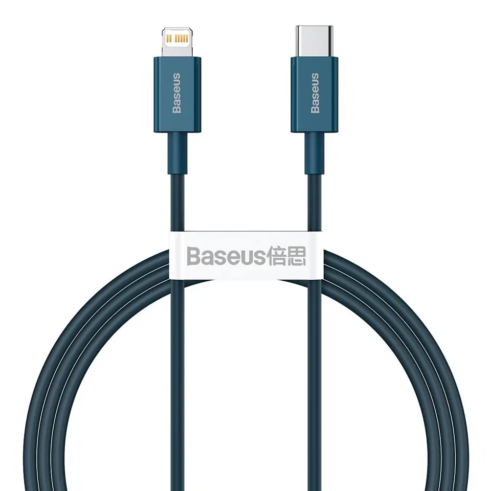 ⁨Kabel USB-C do Lightning Baseus Superior Series, 20W, PD, 1m (niebieski)⁩ w sklepie Wasserman.eu