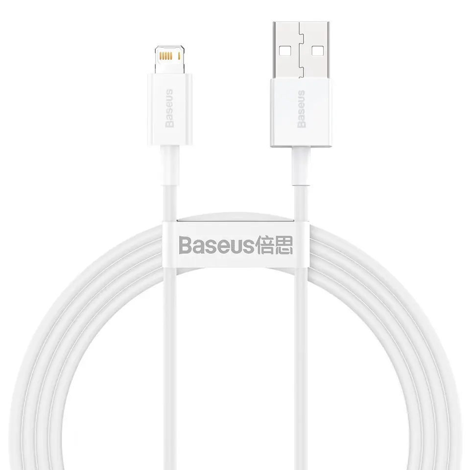 ⁨USB cable for Lightning Baseus Superior Series, 2.4A, 1.5m (white)⁩ at Wasserman.eu