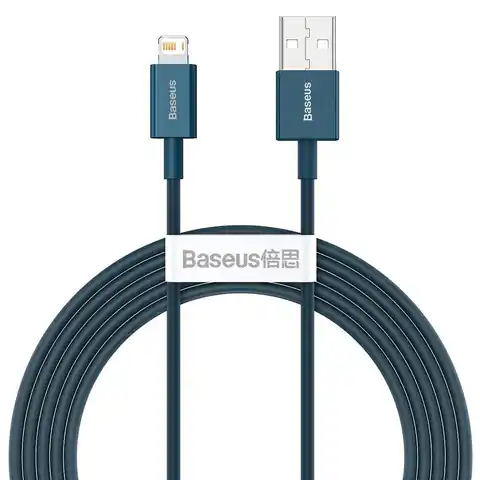 ⁨Kabel USB do Lightning Baseus Superior Series, 2.4A, 2m (niebieski)⁩ w sklepie Wasserman.eu