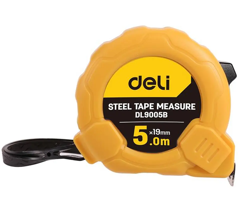 ⁨Measure rolled Deli Tools EDL9005B, 5m/19mm (yellow)⁩ at Wasserman.eu