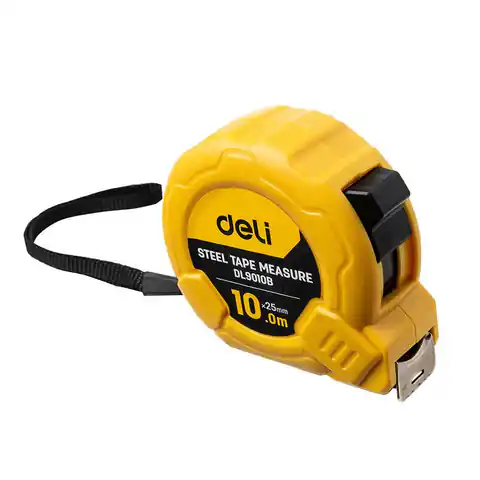 ⁨Miara zwijana Deli Tools EDL9010B, 10m/25mm (żółta)⁩ w sklepie Wasserman.eu
