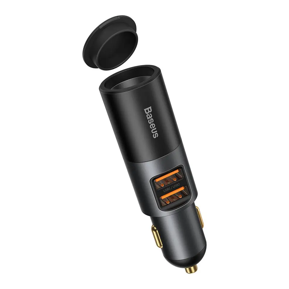 ⁨Baseus Share Together Fast car charger with cigarette lighter socket, 2x USB, 120W (grey)⁩ at Wasserman.eu