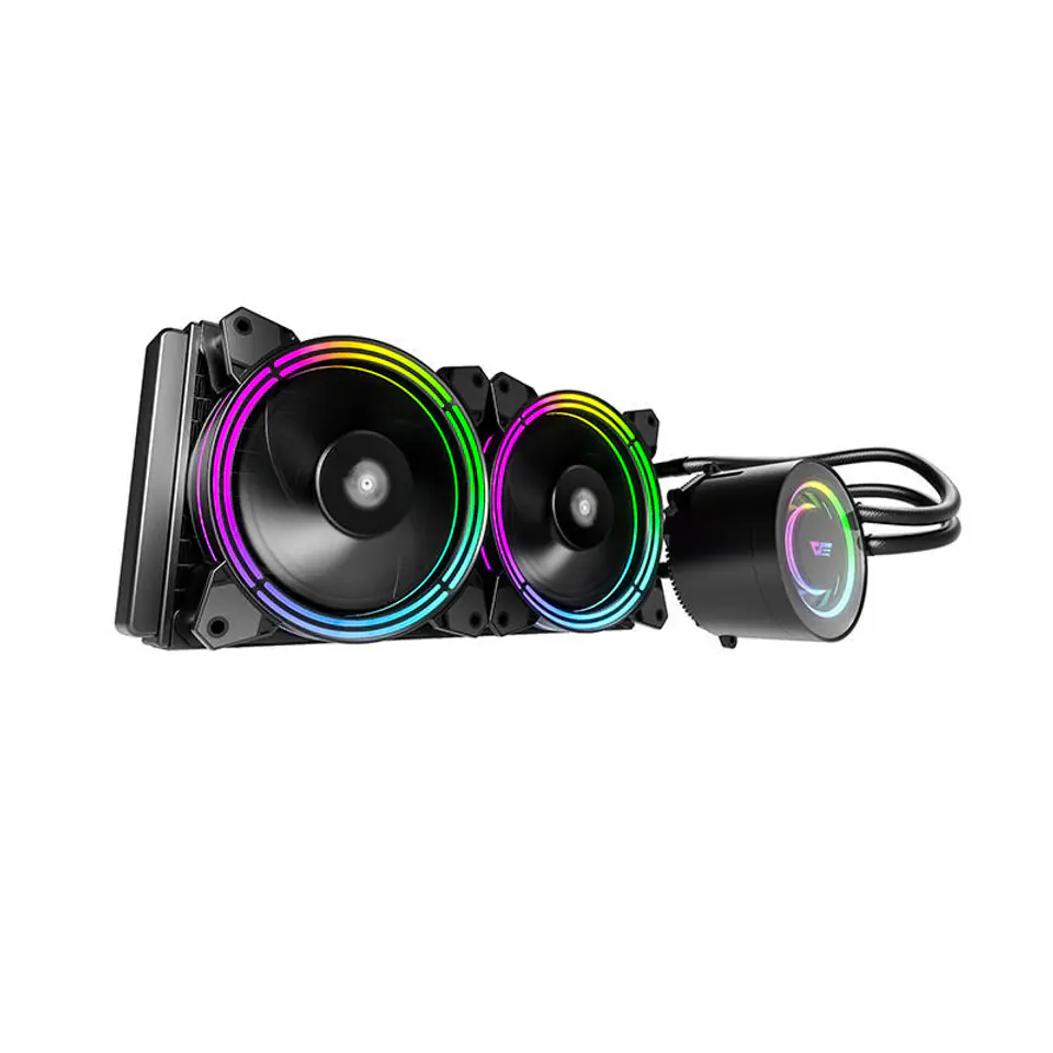 ⁨Chłodzenie wodne komputera AiO Darkflash TR240 RGB 2x 120x120 (czarne)⁩ w sklepie Wasserman.eu