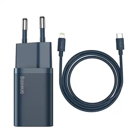 ⁨Baseus Super Si Quick Charger 1C 20W with USB-C to Lightning 1m Cable (blue)⁩ at Wasserman.eu