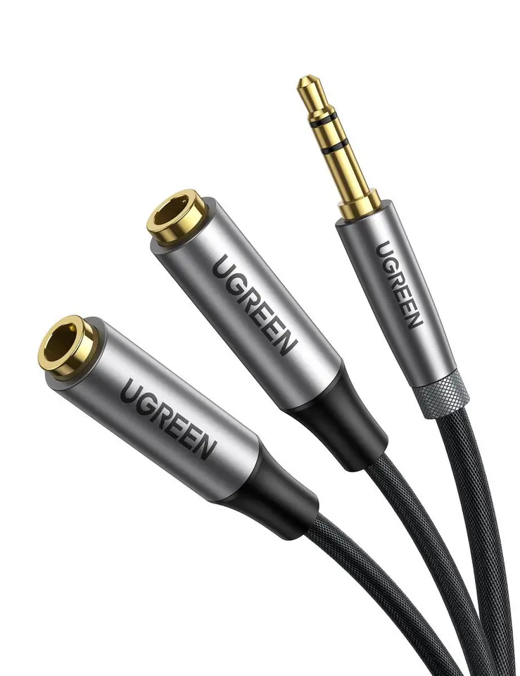 ⁨Rozdzielacz audio AUX UGREEN AV191, kabel jack 3.5mm, 20cm (szary)⁩ w sklepie Wasserman.eu