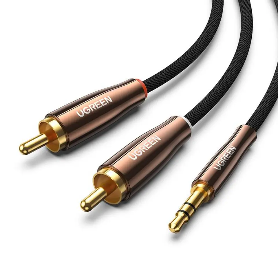 ⁨UGREEN AV170 Kabel 2x RCA (Cinch) jack 3.5mm, 1m (czarny)⁩ w sklepie Wasserman.eu