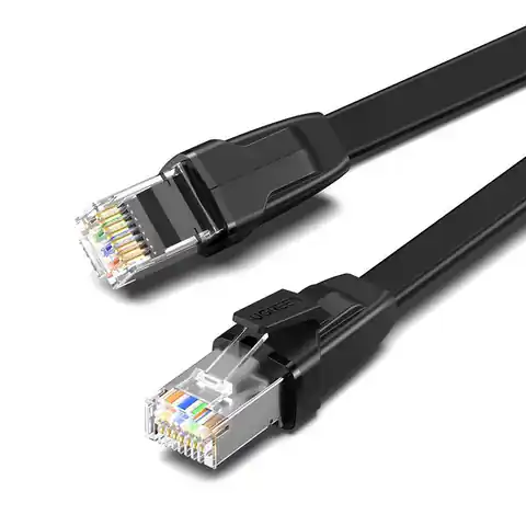 ⁨UGREEN NW134 Płaski kabel sieciowy z metalowymi wtyczkami, Ethernet RJ45, Cat.8, U/FTP, 5m (czarny)⁩ w sklepie Wasserman.eu
