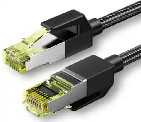 ⁨UGREEN NW150 Kabel sieciowy w oplocie, Ethernet RJ45, Cat.7, F/FTP, 3m (czarny)⁩ w sklepie Wasserman.eu