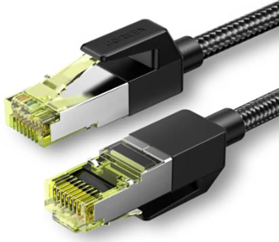 ⁨UGREEN NW150 Network Cable, braided, Ethernet RJ45, Cat.7, F/FTP, 1m (black)⁩ at Wasserman.eu